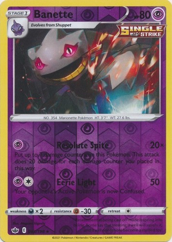 Reverse Holo Banette 063/198 Chilling Reign Rare Pokemon TCG
