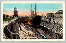 Postcard D 244, Naval Dry Dock, Navy Yard, Portmouth, N. H.