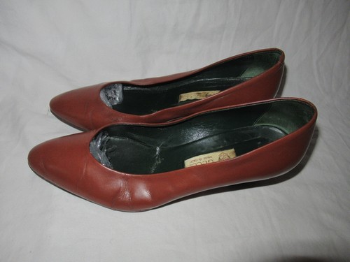 Authentic Gucci Vintage Pump Heels Brown Leather Size 36.5 US SZ 6.5 Italy