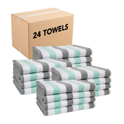 Cabo Cabana Beach Towels (Bulk Case of 24), Striped Color Options, 30x70, Cotton