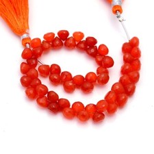 Natural Carnelian Faceted Drops Shape Gemstone Beads For jewelry making Handmade