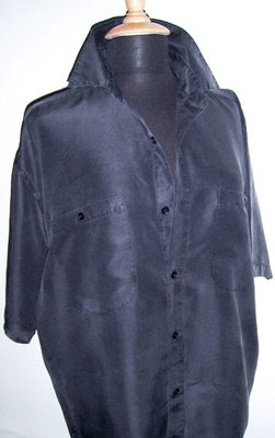 Designer Seidenhemd, auch f Damen Halbarm,  Anthrazit XL (eher 50-52)