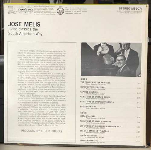 SEALED 1966 Jose Melis “Piano Classics the South American Way” LP - Picture 2 of 3