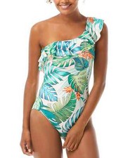  130 NWT Vince Camuto Multi Ruffle One Shoulder One Piece Swimsuit 8 yno0923