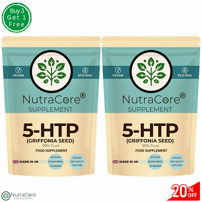 5HTP 600mg Kapseln (hochfeste Griffonia Samen) - Stimmung, Serotonin, Schlaf - 180 Kapseln