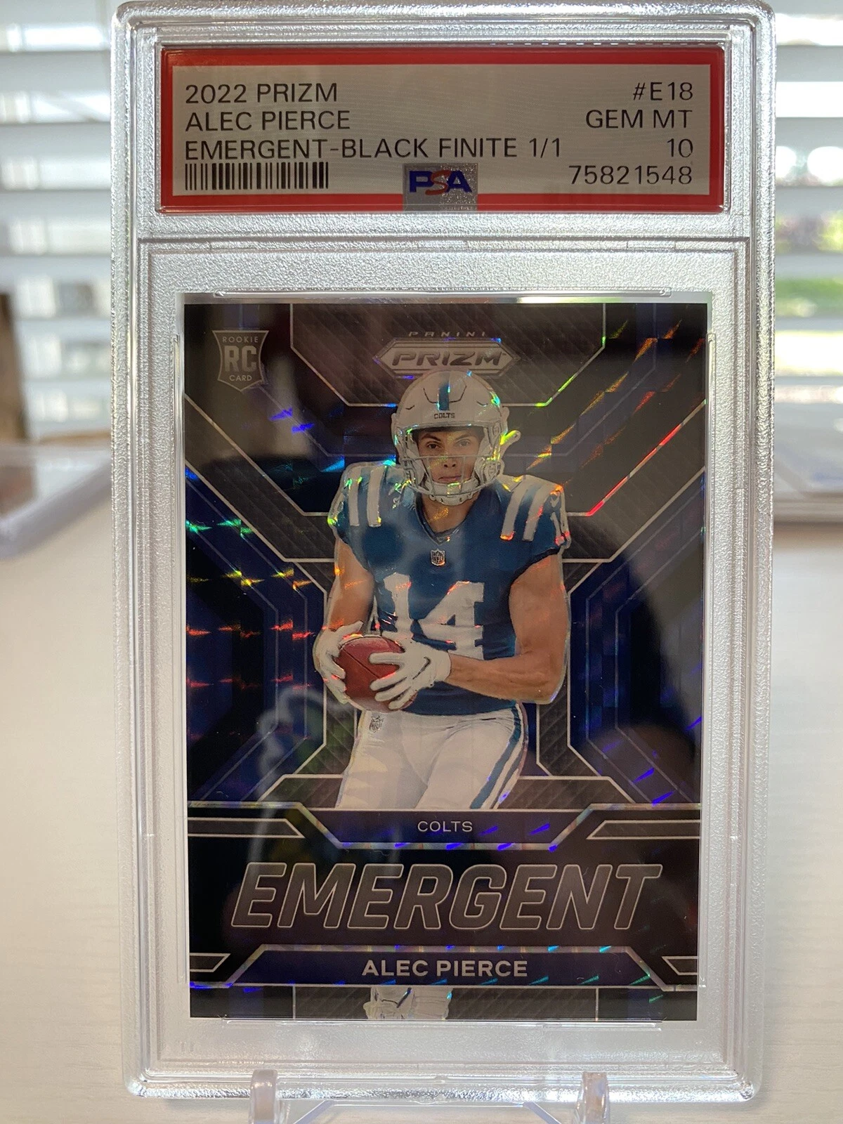 Alec Pierce Panini Prizm Emergent #E18 Black Finite 1/1