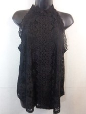 Cable & Gauge Blouse Women's L Black Racerback Lace Sleeveless New With Tags