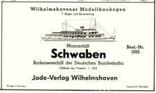 Wilhelmshavener Modellbaubogen 1035 Jade-Verlag Bodensee-Fahrgastschiff Schwaben