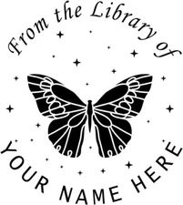 Personalized Library Embosser - Custom Name and Butterfly Design - Round 1.625"