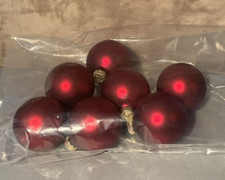 7 Red Glass Balls Christmas Ornaments Satin 3in