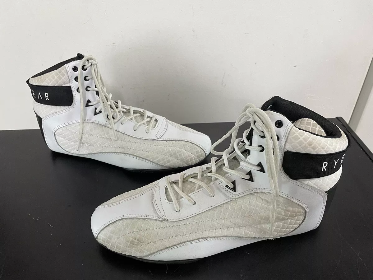 Ryderwear Men Weightlifting Shoes White Black High Top Sz 11 GYM Free Shipping