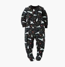 Boys Carter's One Piece Footed Pajama Sleepwear Space Ship Black 24 Months 24M