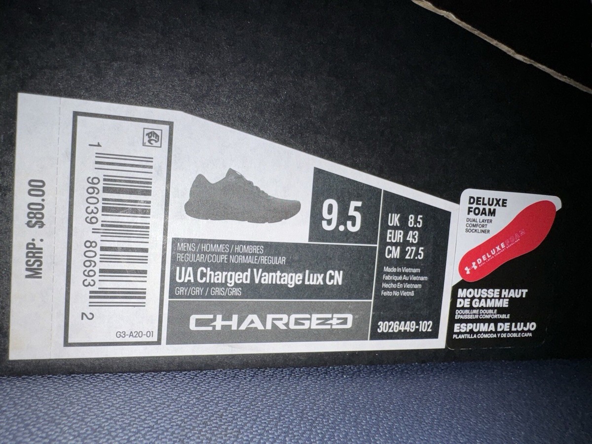 Under Armour Charged Vantage‎ Lux CN Shoes Mens Sz 8.5 Gray  Running 3026449-102 Under Armour Charged Vantage Lux CN Shoes Mens Sz 8.5 Gray  main image 2