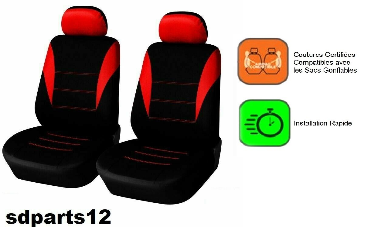 Housses de siege auto avant tissu noir rouge Audi Opel berline