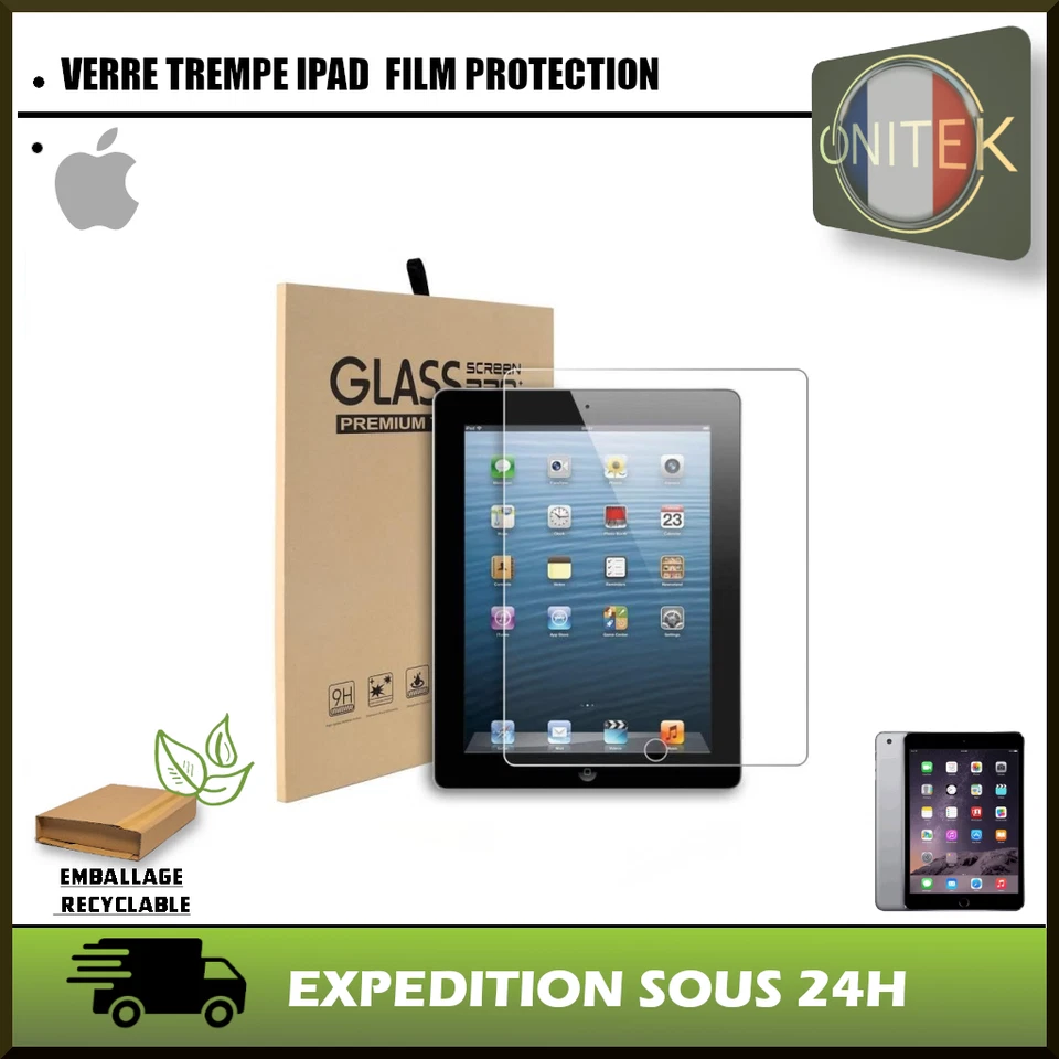 ✅ VERRE TREMPE IPAD 2/3/4/5/6 AIR1/2 FILM PROTECTION ECRAN VITRE DE QUALITE