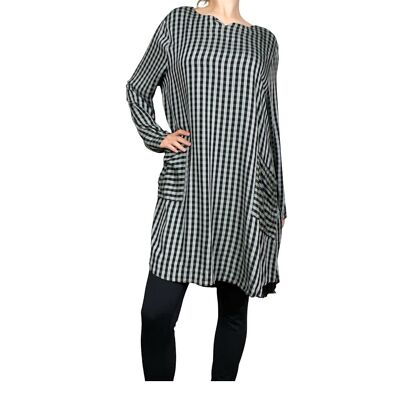 Niche Nilgun Derman Olive Plaid Long Sleeve Dress Size XL