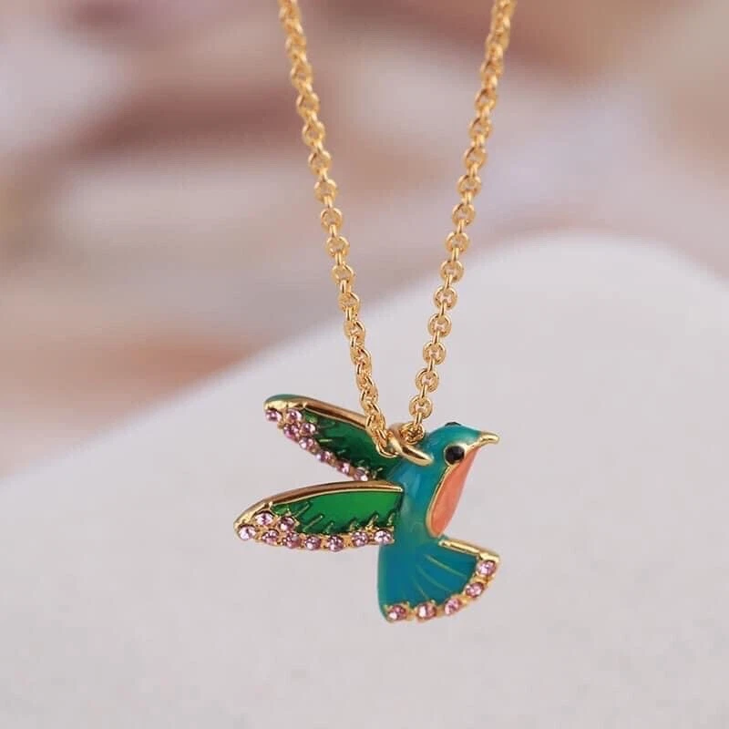 Last One Signed Kate Spade New York Paved Enamel Bird Pendant Necklace