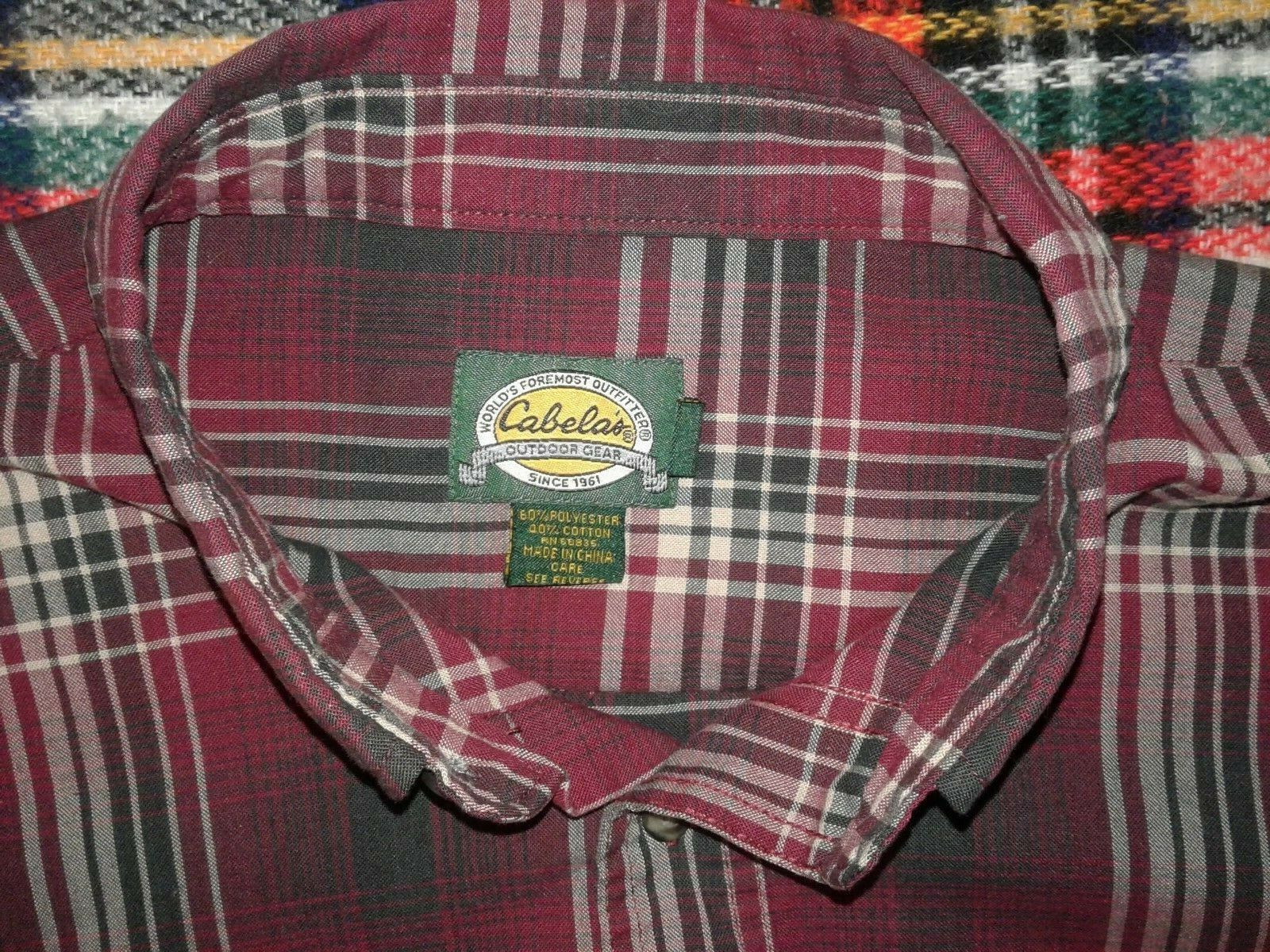 Cabelas Outdoor Large Red Plaid Button Front Mens… - image 6