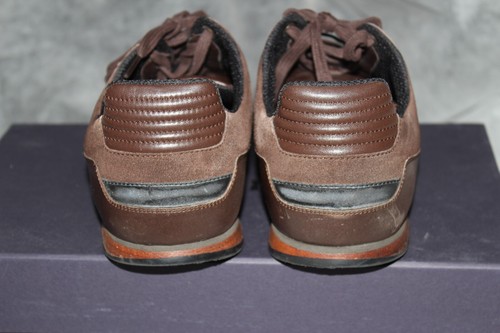 GUCCI Mens Shoes US Size 9.5 Brown Leather/Suede Sneakers Made in Italy - Picture 6 of 14