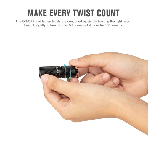 Olight i1R 2 Pro EOS Max. 180 Lumens USB Charging Keyring Torch - Black - Picture 4 of 16