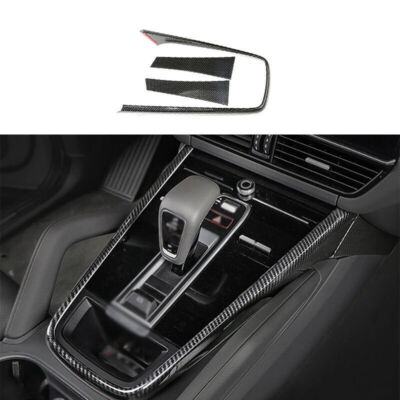 Fits For Porsche Cayenne Carbon Fiber Central Console Gear Shift Frame Trim 3pcs