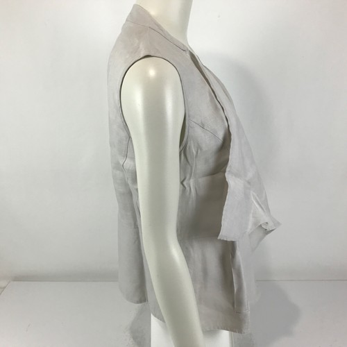 Gordon Smith Vest Taupe Size 12 Linen Open Waterfall Sleeveless Layering - Picture 6 of 13