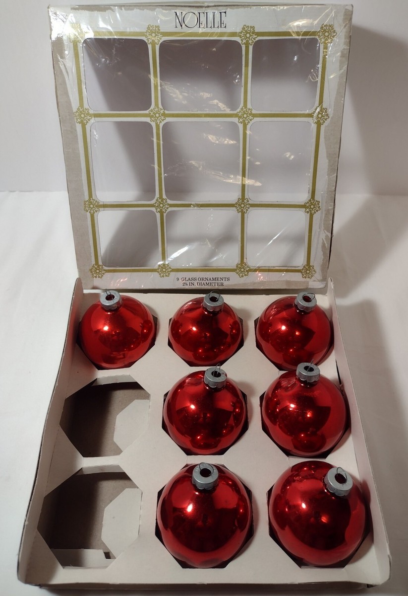 【メルモ】ANTIQUE NOEL AST-BLM 1950 Vintage Glass Ornaments Circa 1950s 7 Red Christmas Balls Noelle