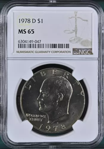 :1978 D $1 Eisenhower Dollar Clad Gem-BU NGC MS-65 Low Pop R2 Highest Grades