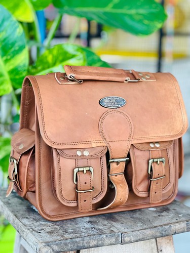 Hand Finished Bag Real 2D Leather Vintage Brown Messenger Shoulder Super Deal - Picture 5 of 6