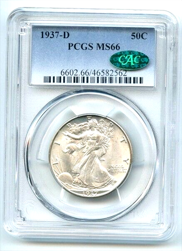 1937 D Walking Liberty 50c Silver Half Dollar PCGS MS 66 PCGS Certified CAC