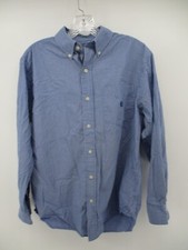 Chaps Small Long Sleeve Button Up Striped Shirt Embroidered Logo 100% Cotton