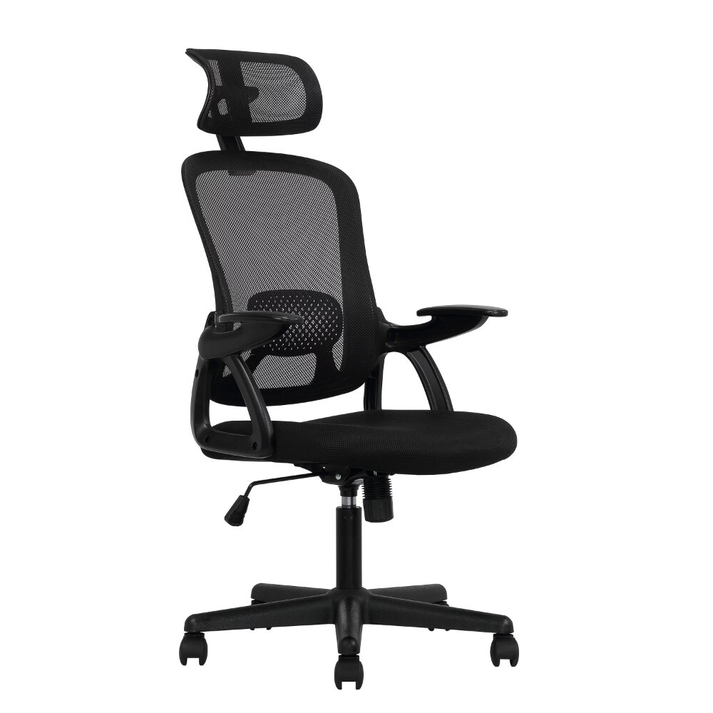 Ergonomic Office Chair with Adjustable Headrest, Black Fabric, Gaming Chair-image