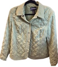 Requirements Womens Green Floral Embossed Quilted Jacket Large