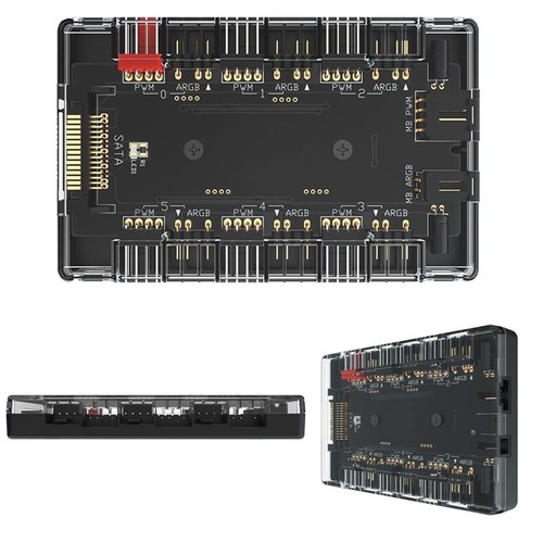 5V 3Pin Cooler Master 1 to 6 HUB SATA Power ARGB&PWM HUB 2-in-1 Expansion Box - Afbeelding 2 van 7