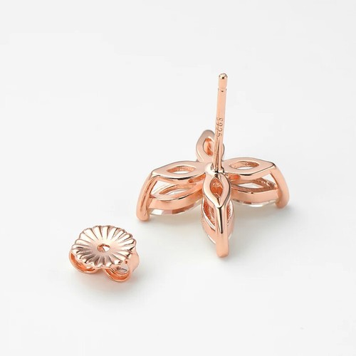 D Color Marquise Cut Moissanite Flower Stud Earrings Women 925 Sterling Silver - Picture 10 of 15