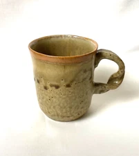 Thai Ceramic Stoneware Mug Handmade Unique Gift Olive Green Non Toxic H9cm.W8cm.