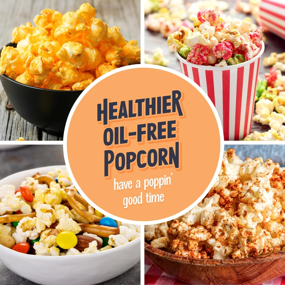 Máquina de palomitas de aire caliente de 16 tazas de acero inoxidable blanca, sin necesidad de aceite Foto 3 de 4