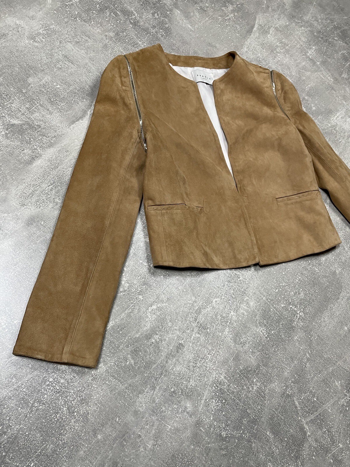 Sandro Suede Zip Sand Transformer Jacket / Vest Made … Gem
