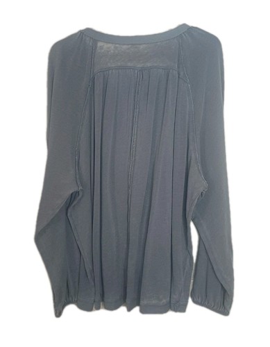 We The Free People Burnout Oversize Top Size Large Blue Boho Hippie Peasant - Picture 2 of 18