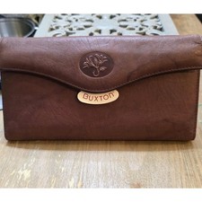 Vintage Buxton Wallet Clutch Coin Purse Organizer Brown Top Grain Leather