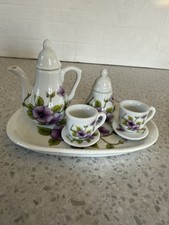 Vtg Miniature Royal Norfolk Porcelain Lavender Morning Glory Tea Set