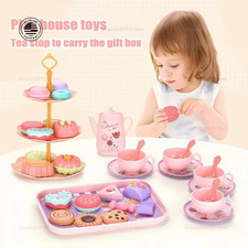 New Girls Plastic Tea Party Set for Kids Ages 3-8 Princess Pretend Play