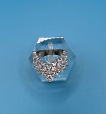 J Francis Swarovski Zirconia Baguette V-Shape Ring 925 Silver Platinum Overlay
