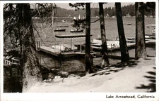 Vintage RPPC Boats Docks Lake Arrowhead California Real Photo Postcard 1940s