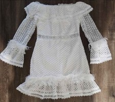 Two Sisters White Lace Long Sleeve Mini Dress AU 10