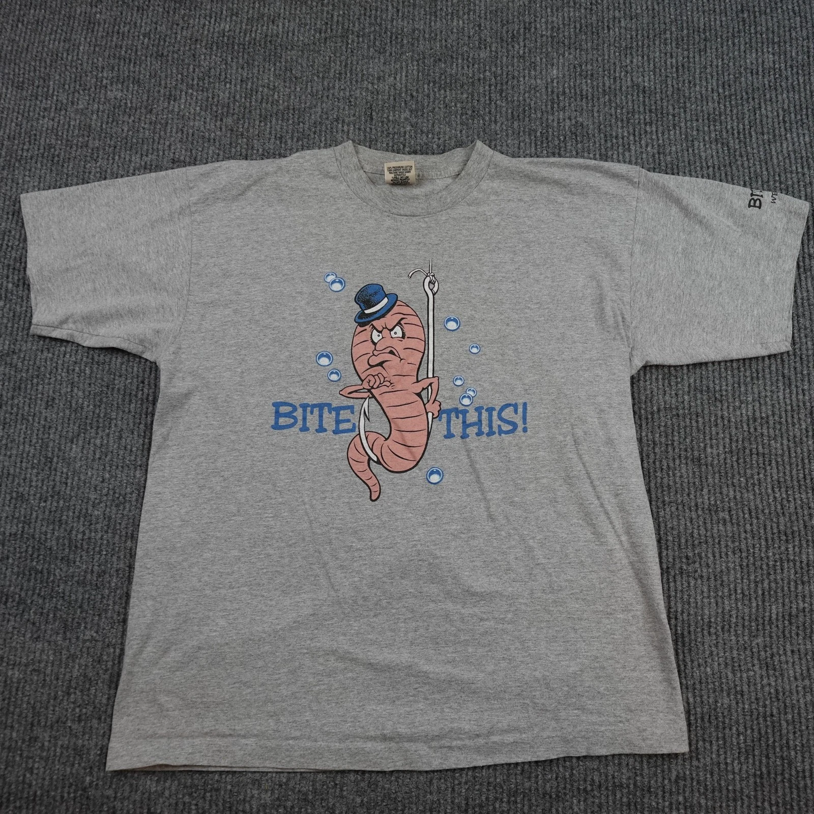 Vintage Fishing Shirt Mens XL Gray Bite This Worm Funny Fishing Graphic Tee USA
Opens in a new windo