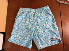 Vineyard Vines Boy s Fish Blue Printed Swim Trunks Sz M Medium