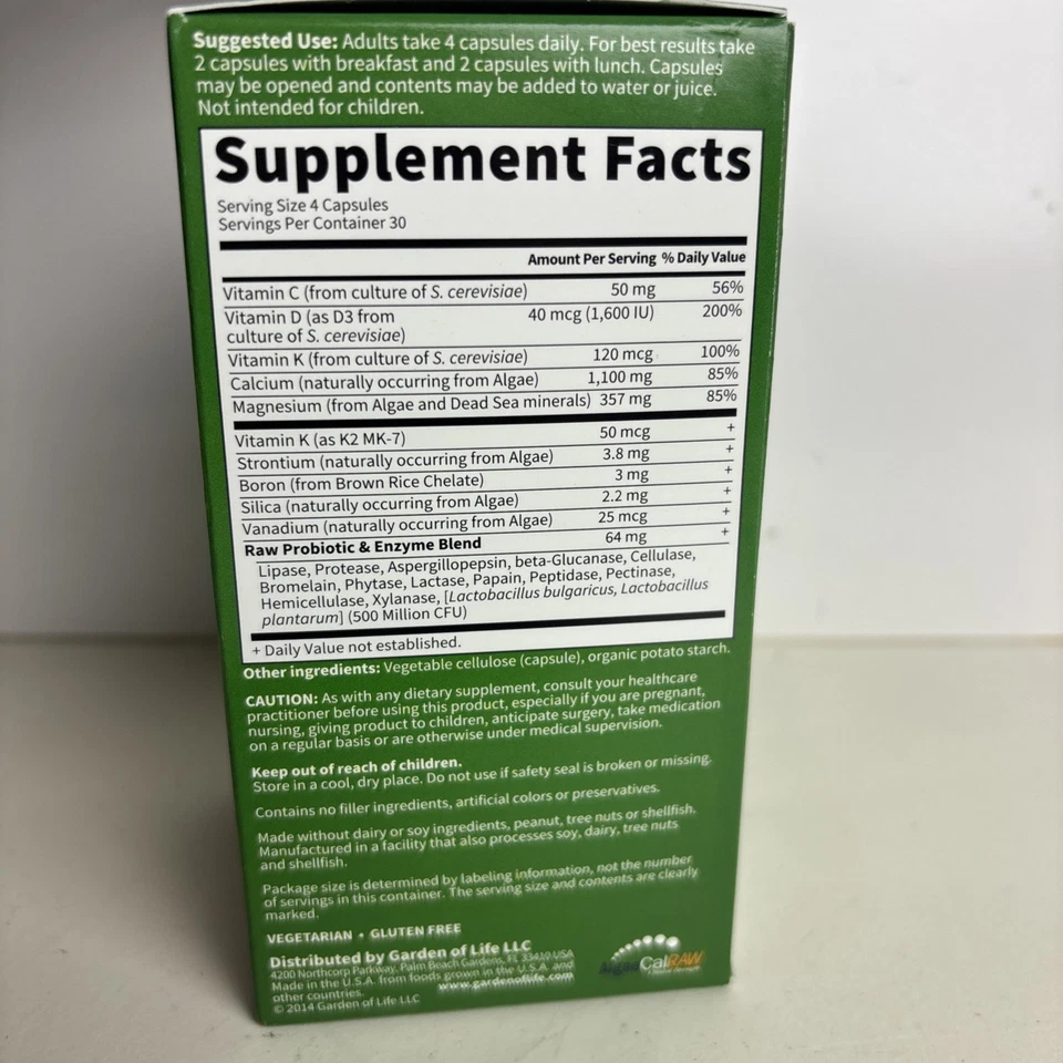 Garden of Life Vitamin Code Calcio Crudo 120 Cápsulas Vegetarianas UltraZorbe Foto 2 de 4