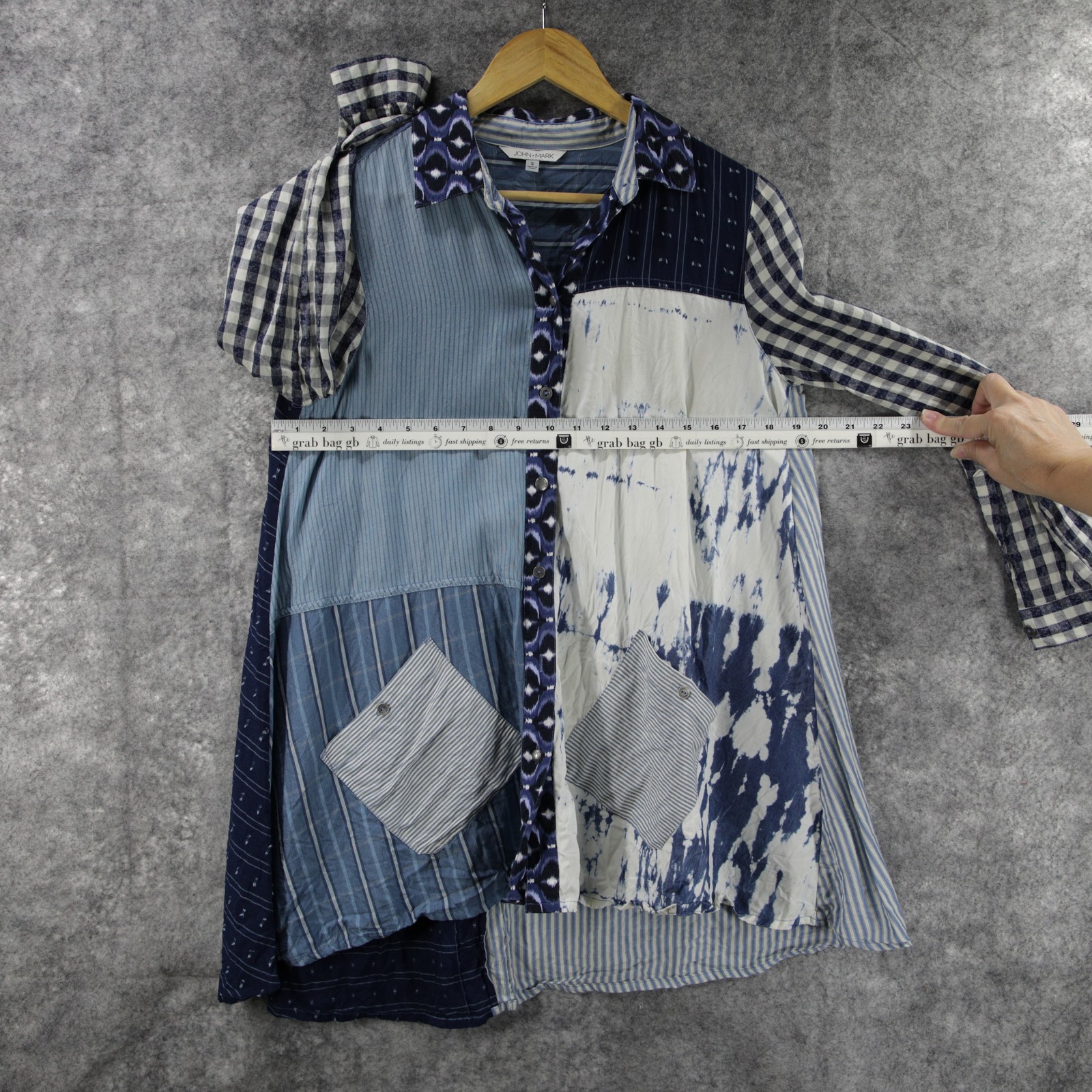 John Mark Shirt Womens Small Patchwork Long Sleev… - image 5