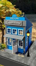Outdoor G Scale, 1:22.5 Barbershop, Model Railroad Town Building, Beach Blue ASA